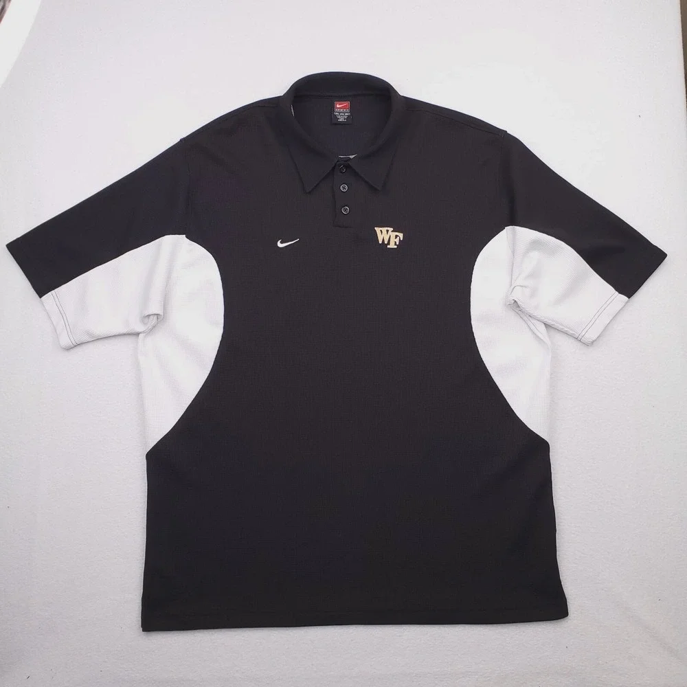Wake Forest‎ Shirt Mens 3XL Black White Vintage Nike Polo Demon Deacons College